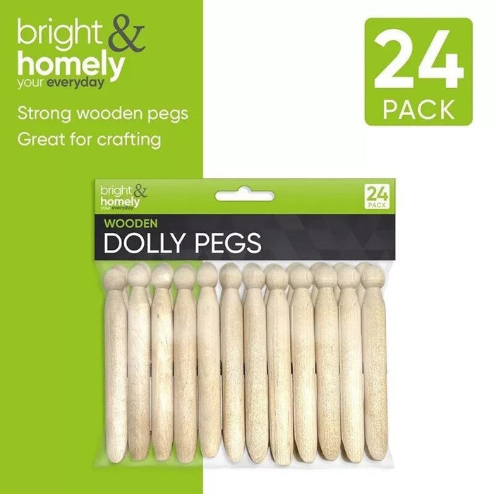 WOODEN DOLLY PEGS TRADITIONAL HIGH QUALITY NATURAL CLOTHES WASHING LINE 24PACK