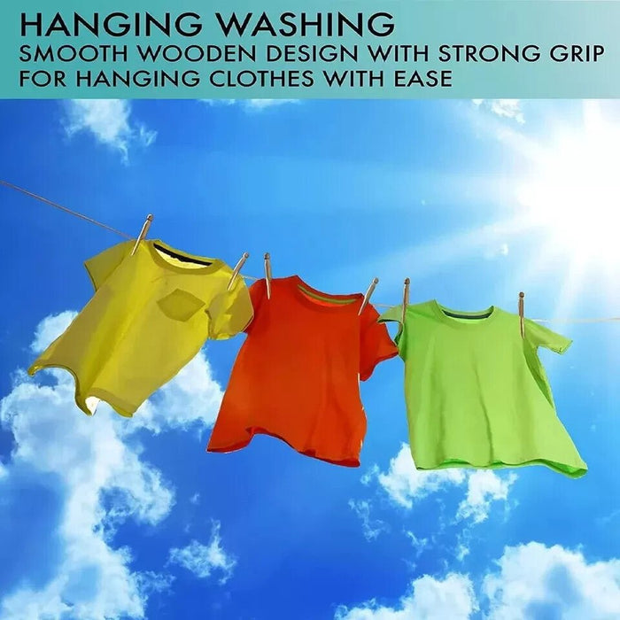 WOODEN DOLLY PEGS TRADITIONAL HIGH QUALITY NATURAL CLOTHES WASHING LINE 24PACK