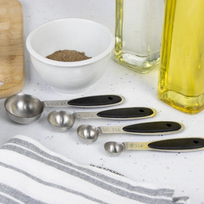 Stainless Steel Set of 4 Measuring Spoons / Dry And Liquid Soft Grip Ingredients