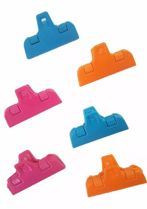 6 PACK BAG CLIPS FOOD STORAGE FRESH FRIDGE KITCHEN CRISPS REUSABLE HANGING HOLE