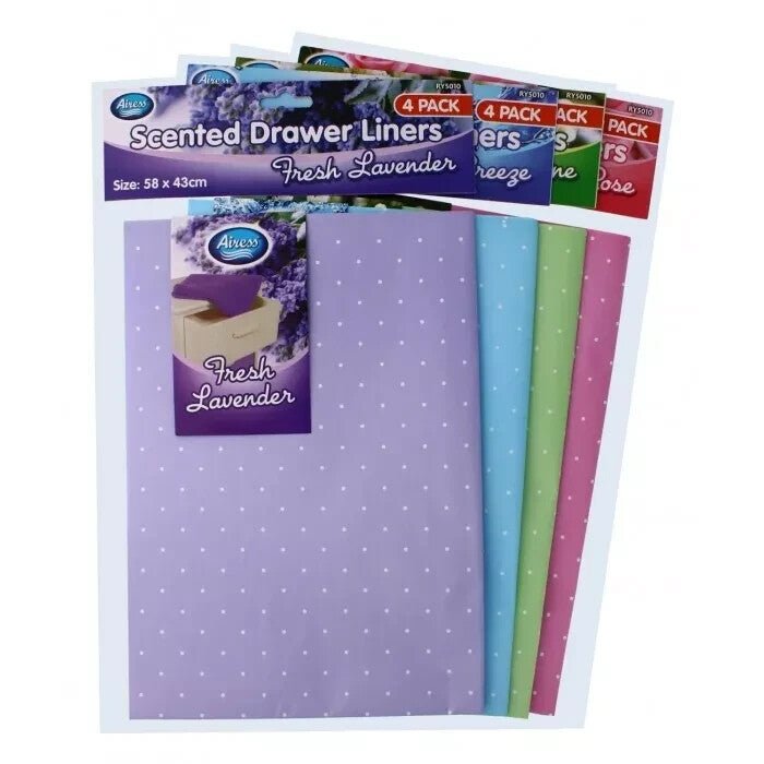 16 PACK Scented Drawer Liner Sheets Jasmine Rose Lavender Ocean 58x43cm UK
