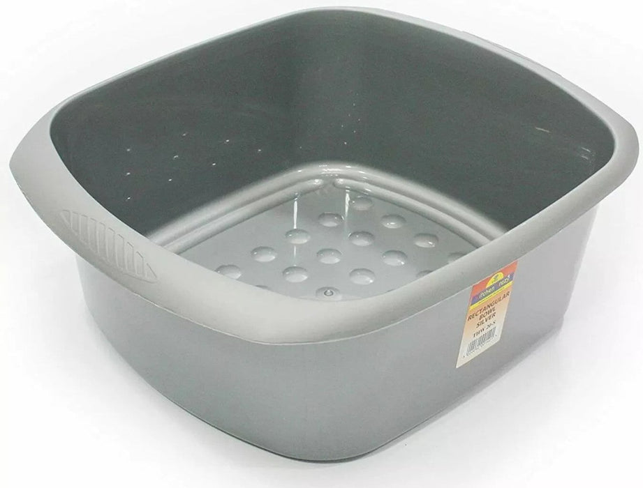 TML Rectangular Plastic Kitchen Home Cleaning Washing Up Sink Bowl 11L - Silver