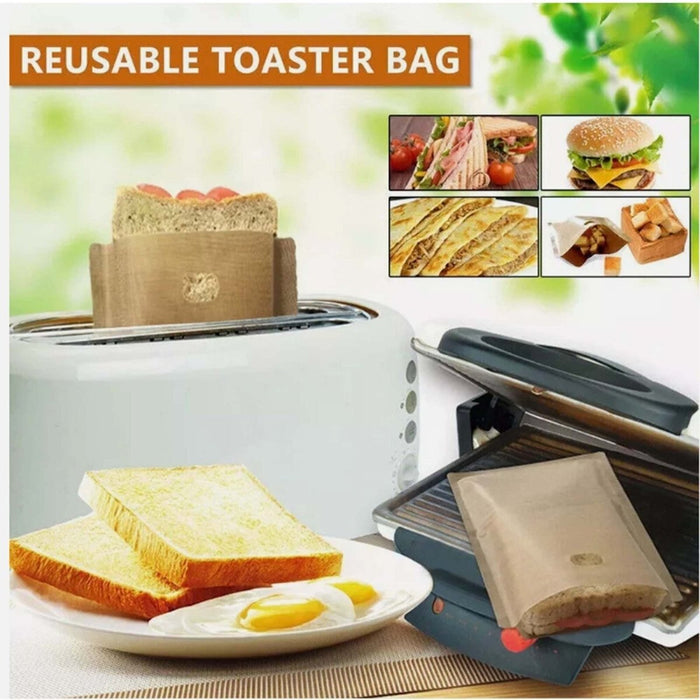 2pcs Toaster Bags Reusable Non Stick Bread Toastie Toast Sandwich Pockets Bag UK
