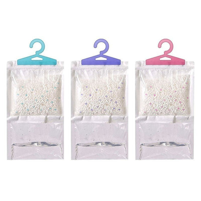 HANGING WARDROBE DEHUMIDIFIER BAGS SCENTED FOR MOISTURE TRAP DAMP CONTROL x3