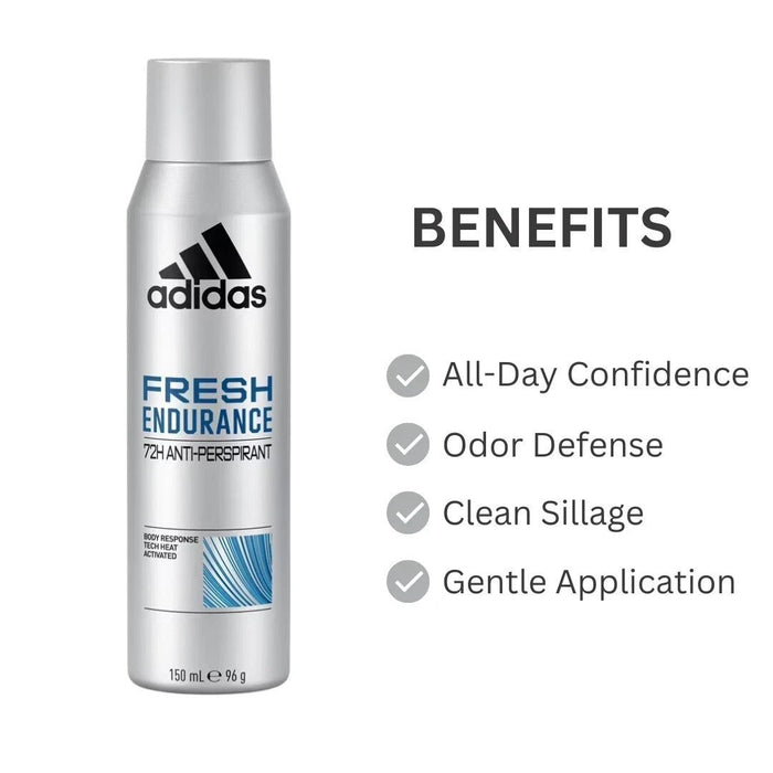 6 x 150ml Adidas 72 hrs Fresh Endurance Antiperspirant  Spray for Men