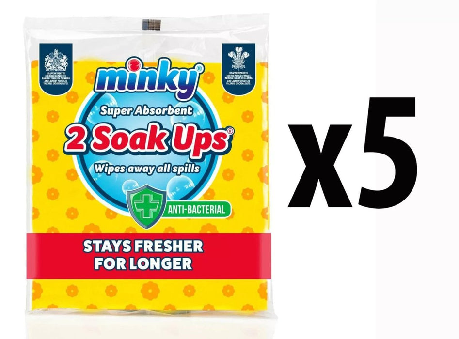 Minky Super Absorbent Cleaning Cloth Anti-Bacterial Wipe Mop Soak Up 5 x 2 Pack