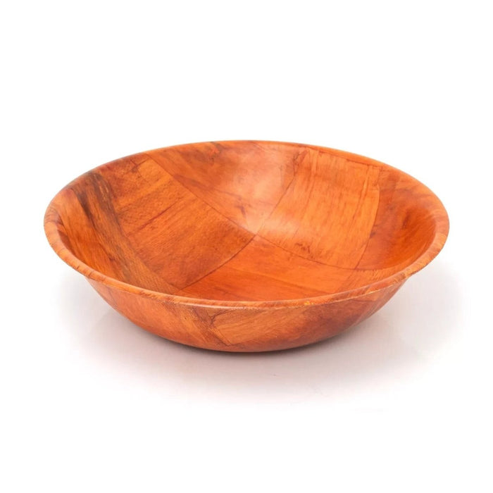 Round Wooden Woven Bowl 25cm Kitchen Fruit Salad Picnic Serving Table