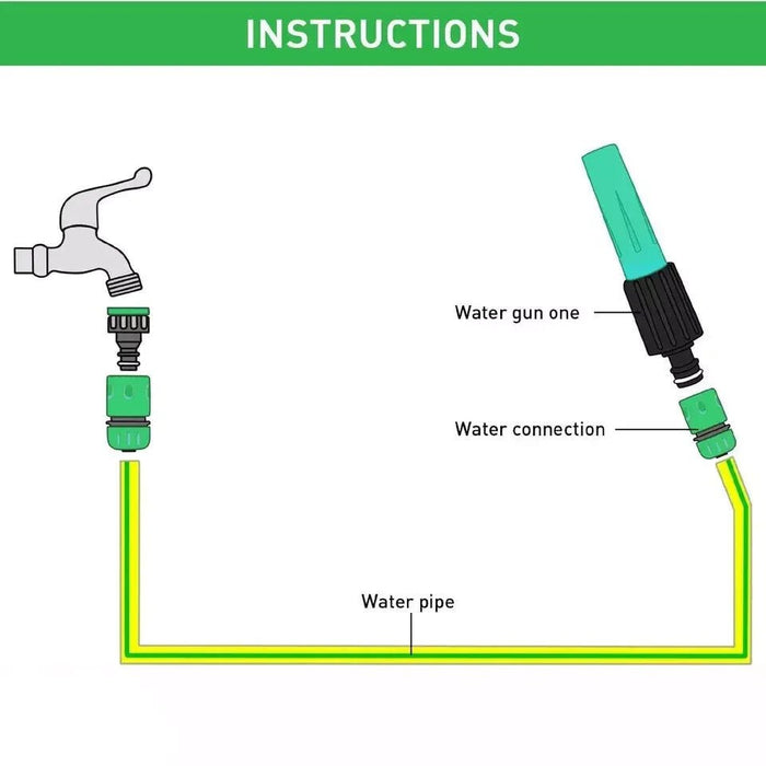 4pc Hose Pipe Water Spray Nozzle Gun Set Tap Fitting Hosepipe Attachment Garden