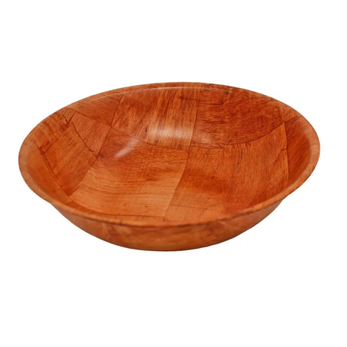 Wooden Bowl Woven Pattern 20cm Fruit Salad Snack Serving Kitchen Decor