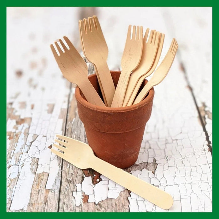 24pcs Wooden Forks Disposable Table Cutlery Biodegradable Party Wedding Catering