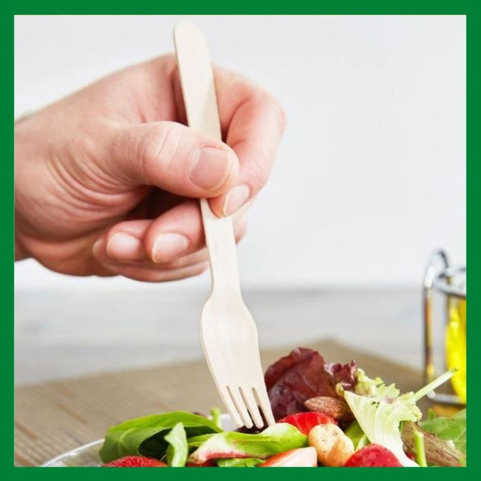 24pcs Wooden Forks Disposable Table Cutlery Biodegradable Party Wedding Catering