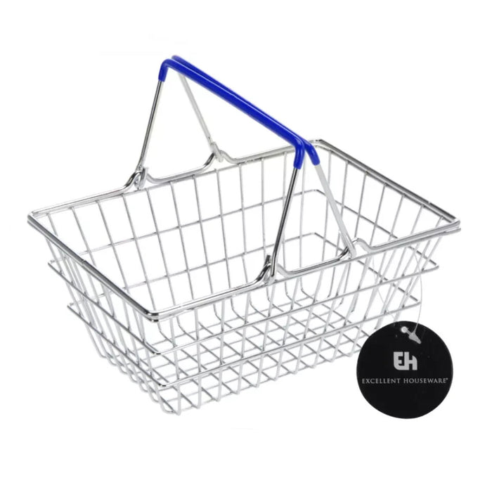 Mini Shopping Basket Kids Play Toy Cart Supermarket Desk Tidy Chip Basket Chrome