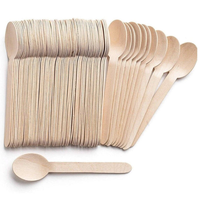 24pcs Wooden Spoon Disposable Table Cutlery Biodegradable Party Wedding Catering