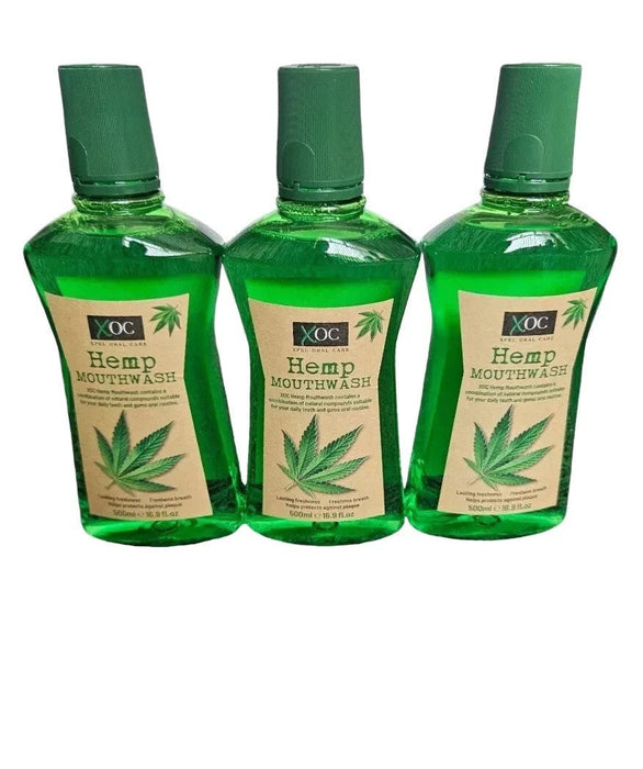 3 x XOC Hemp Mouthwash Pack Of 3 x500ml Helps and protect againest plaque