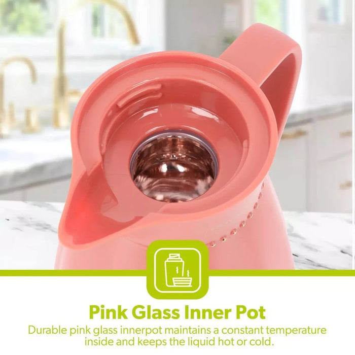 Glass Vacuum Flask Thermos Jug 1L Insulated Airpot Hot Cold Drink Camping Brown