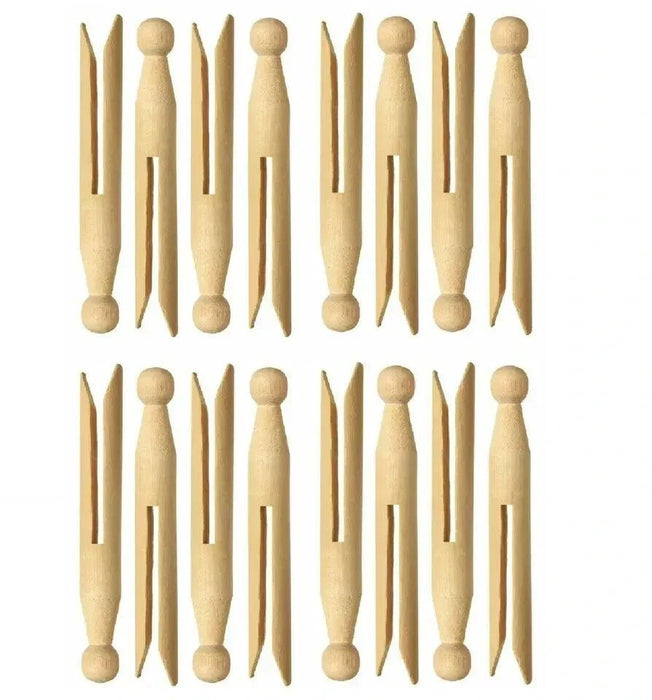 WOODEN DOLLY PEGS TRADITIONAL HIGH QUALITY NATURAL CLOTHES WASHING LINE 24PACK
