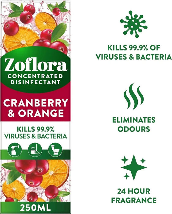Zoflora Concentrated Disinfectant Cranberry & Orange 250ml
