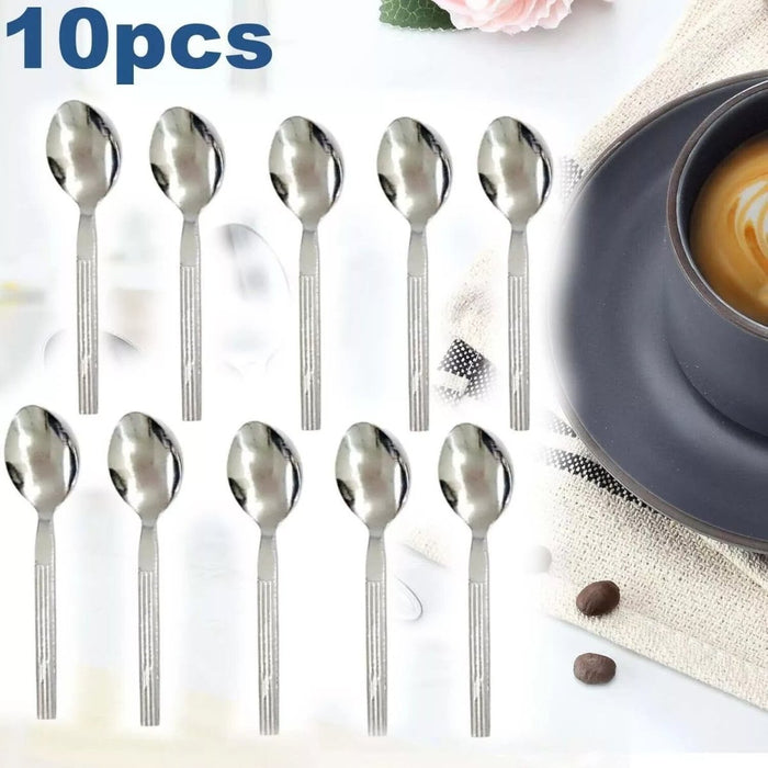 10x Stainless Steel Teaspoons Everyday Tea Spoon Set Coffee Drink Kitchen Home