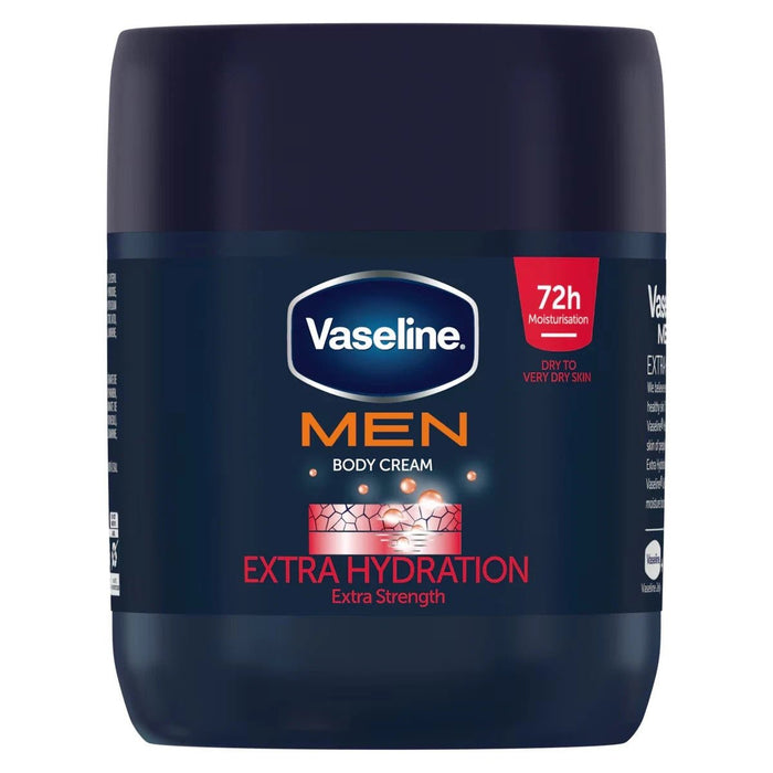 2 x 400ml Vaseline Men Extra Hydration Body Cream - For Dry Skin - 72h Moisture