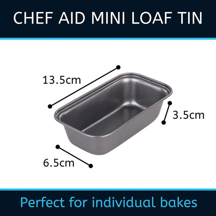 2 x Chef Aid Small Metal Mini Loaf Tin Tins Pan Non Stick 10E10310