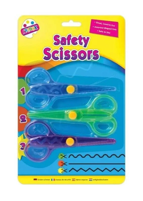 Safety Scissors Kids Scissor Children Craft Art Assorted Blade Shapes 3pc