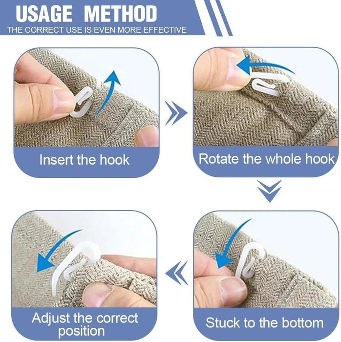 CURTAIN HOOKS FOR RING HEADER TAPE WHITE PLASTIC NYLON HOOK PACK OF 100