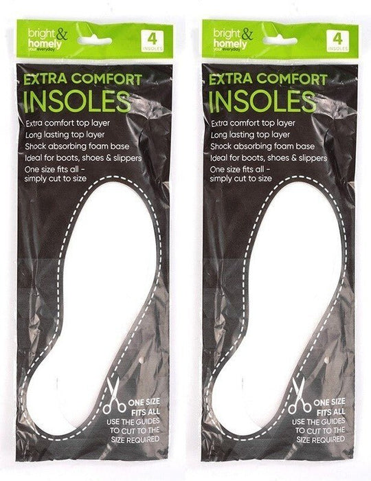 4 Pair Pack of Extra Thick Comfort Ready Cut to Size Shoe Insoles