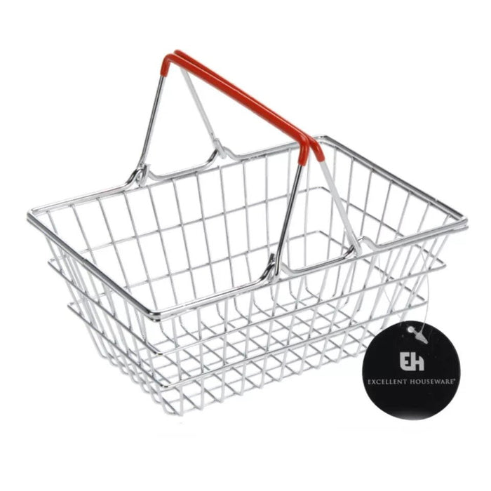 Mini Shopping Basket Kids Play Toy Cart Supermarket Desk Tidy Chip Basket Chrome