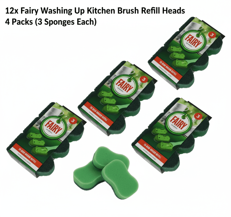 12x Fairy Washing Up Kitchen Brush Refill Scourer Sponge Replacement Head