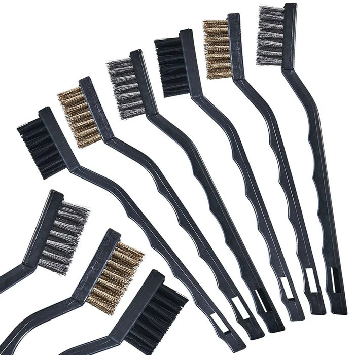 6pc Mini Wire Hand Brush Set Brass Steel Nylon Hobby Crafts Rust Home Cleaning