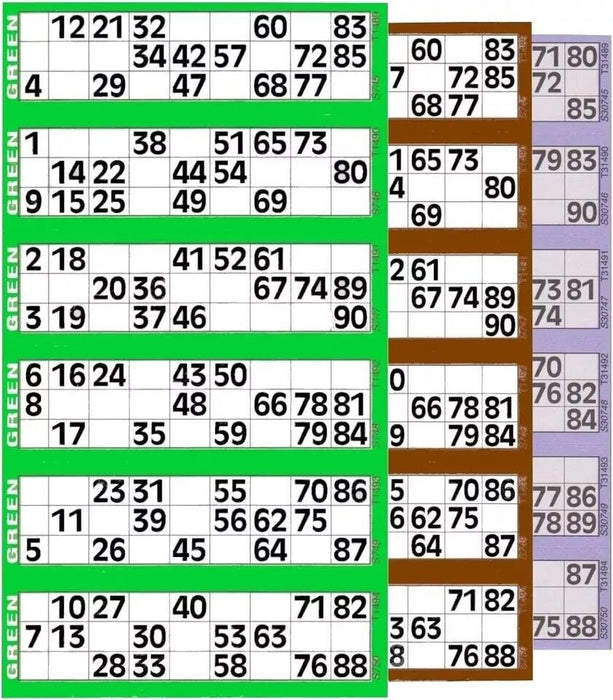 6 x Jumbo Bingo Flyers Tickets Pad Of 600 6 To View, All Colours 1-90 sheets