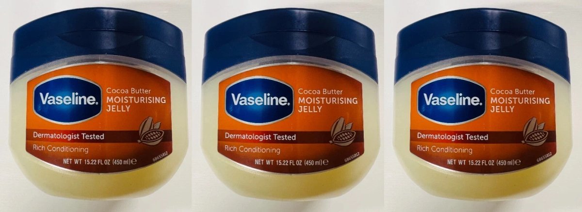 3 X Vaseline Cocoa Butter Rich Conditioning Moisturising Jelly 450ml.