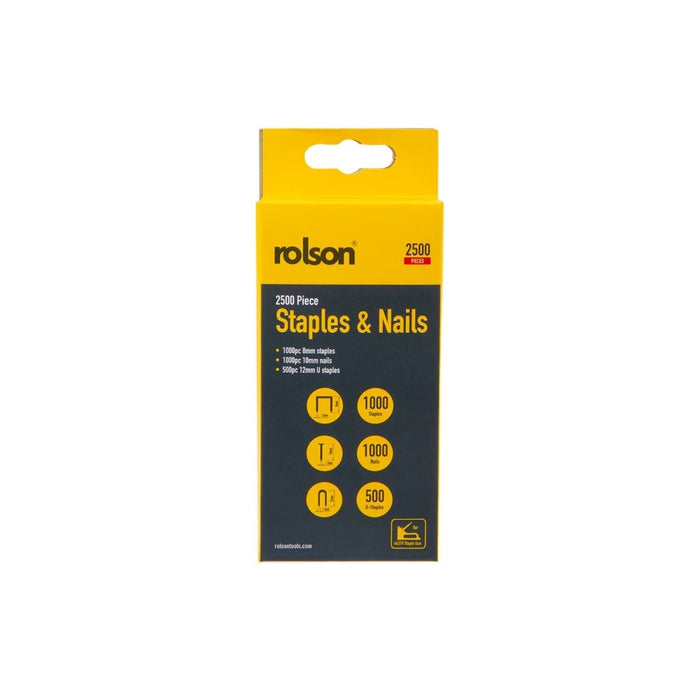 2500 Pc Staples 8mm Nails, 10mm and 12mm x 1.2mm J, T and U Shape Staples 61216