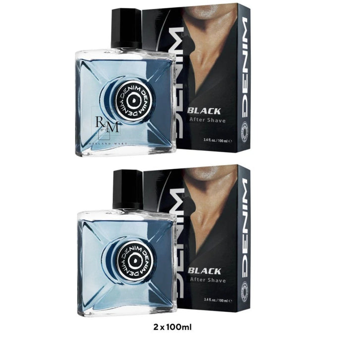 2 X Denim BLACK EDT Mens Aftershave Lotion 100ml Long lasting scent FREE POST