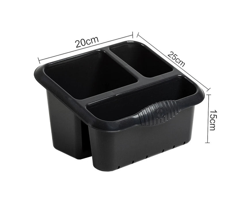 Plastic 3 Compartment Large Sink Drainer Tidy Cutlery Utensil Holder Kitchen UK
