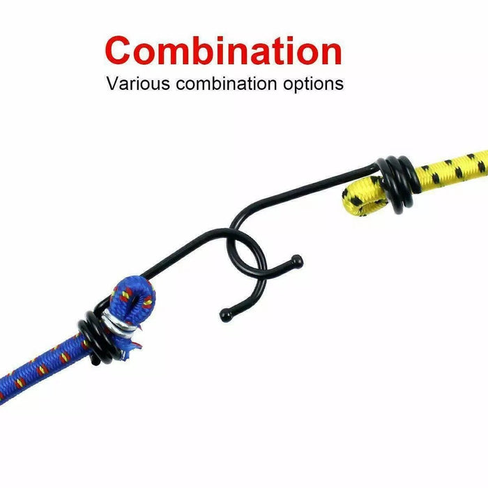 6 Bungee Straps Cords Set With Hooks Elasticated Rope Cord Tie Car Bike Luggage
