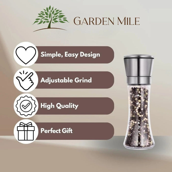 Salt Pepper Grinder Shakers Stainless Steel Spice Herb Adjustable Kitchen Large