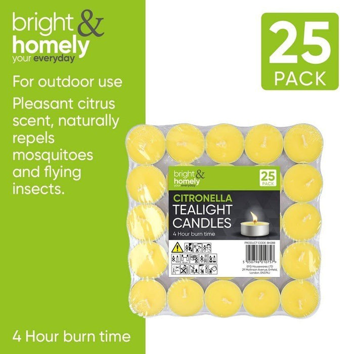 25x Citronella Tea Light Candles - Garden Home Mosquito Insect Repellent
