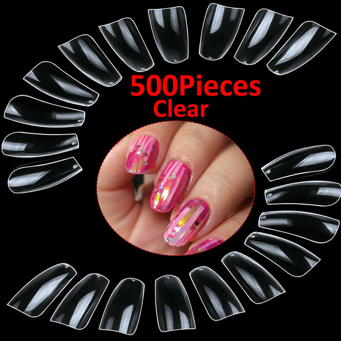 Display of 500 artificial French acrylic nail art tips in various colors