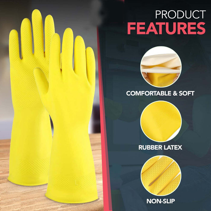 APXB 2 Pairs Rubber Gloves with Long Sleeves for Household Washing Up and Kitchen Cleaning - Apex Bargains