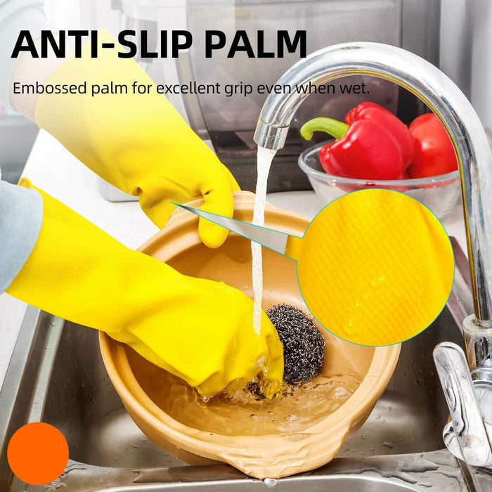 APXB 2 Pairs Rubber Gloves with Long Sleeves for Household Washing Up and Kitchen Cleaning - Apex Bargains