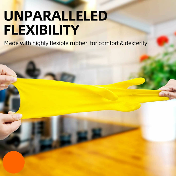 APXB 2 Pairs Rubber Gloves with Long Sleeves for Household Washing Up and Kitchen Cleaning - Apex Bargains