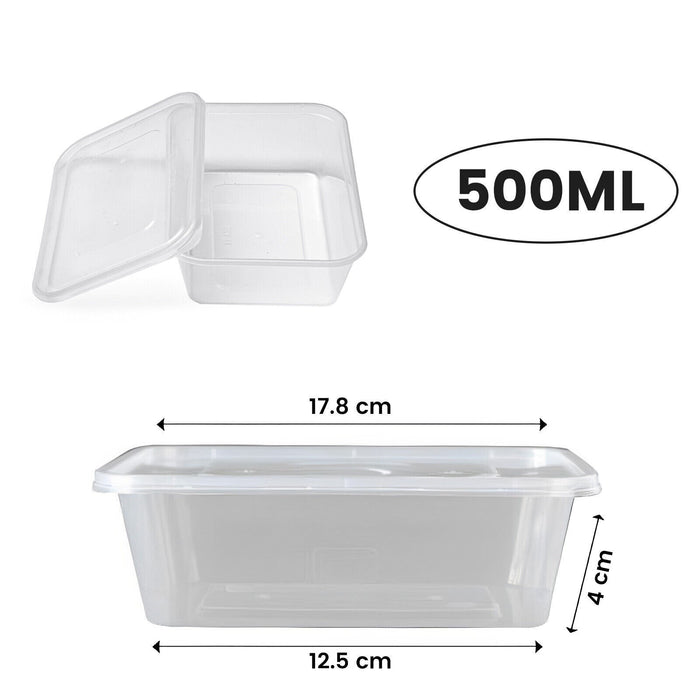 MAXPERKX 50 pcs Food Containers+Lids Rectangle Takeaway Microwave Safe Storage Boxes
