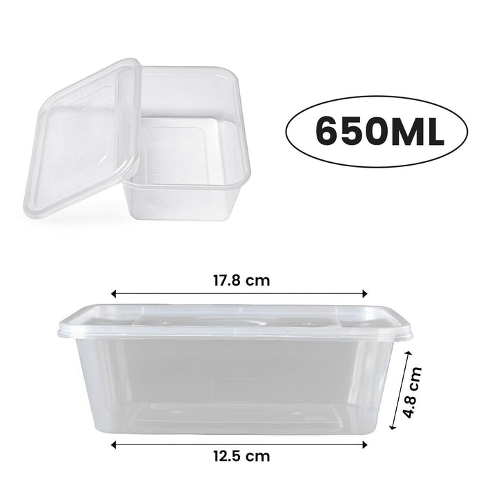 MAXPERKX 50 pcs Food Containers+Lids Rectangle Takeaway Microwave Safe Storage Boxes