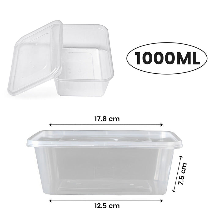 MAXPERKX 50 pcs Food Containers+Lids Rectangle Takeaway Microwave Safe Storage Boxes