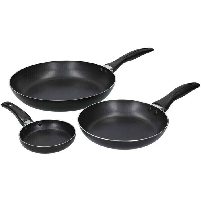 MAXPERKX 3pcs Frying Pan Kitchen Non Stick Cast Iron Fry Barbecue Grill BBQ Cookware Set