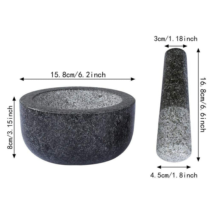 MAXPERKX Kitchen Pestle Mortar Set - Large Natural Granite Stone - Spice Herb Crusher Grinder - Image 5