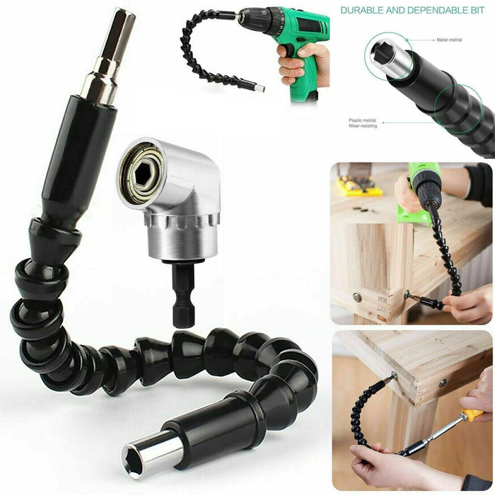 MAXPERKX 2pcs Right Angle 1/4" Drill Flexible Shaft Bits Extension Screwdriver Bit Holder - Image 5