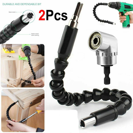MAXPERKX 2pcs Right Angle 1/4" Drill Flexible Shaft Bits Extension Screwdriver Bit Holder - Image 1
