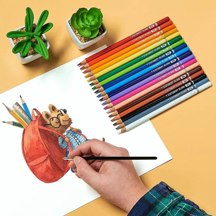 Set of 24 pre-sharpened colored pencils with water-soluble feature